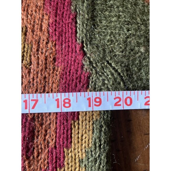 SK & Company Ladies Mohair Fall Sweater Green & Orange Size Small Oversized - Picture 5 of 6